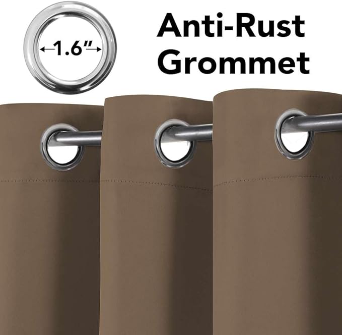 H.VERSAILTEX Thermal Insulated Blackout Window Panels Microfiber Formaldehyde-Free Kids Curtains for Holiday Season Home Decoration,Grommet Top,52 by 96 - Inch - Macchiato - Set of 2