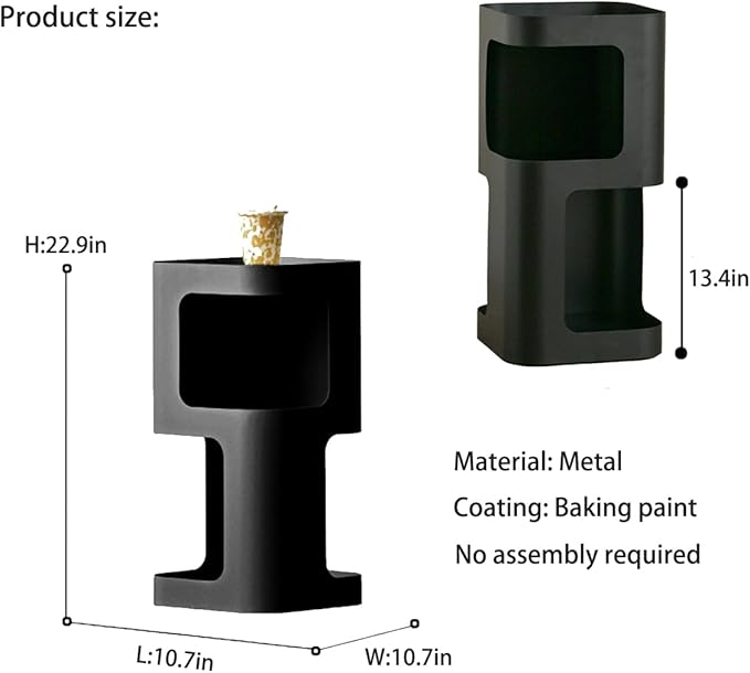 Modern Side Table,Small end Table for Small Spaces,Metal nightstand with Storage Shelf,Space-Saving Bedside Table Accent Table Drink Tables for Living Room,Bedroom.No Assembly Required
