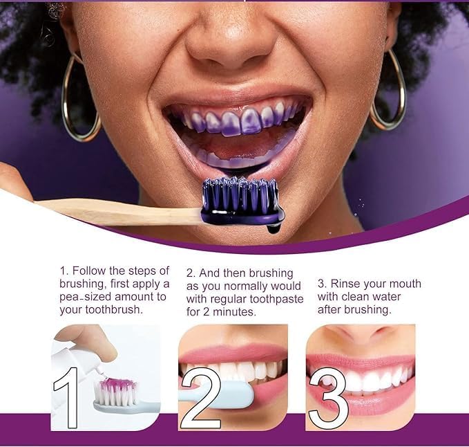 Purple Toothpaste for Teeth Whitening, Purple Whitening Toothpaste for Adults,Tooth Stain Remover Gel - Tooth Whitener Suitable for Smoking, Coffee, and Removing Dental Stone ﻿(2fl oz/60ml)