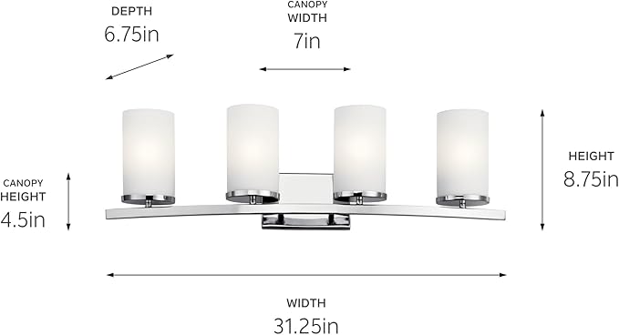 Kichler Crosby 31" 4 Light Vanity Light Satin Etched Cased Opal Chrome