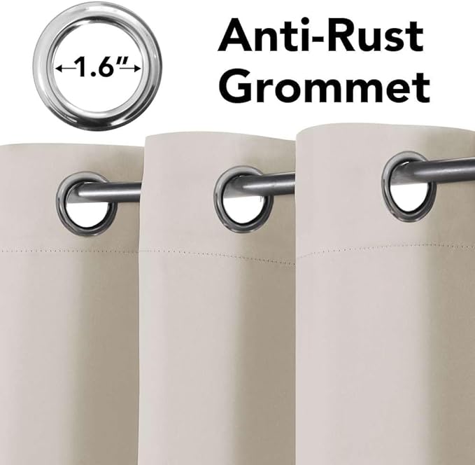 H.VERSAILTEX Room Darkening Curtains for Living Room Light Reducing Thermal Insulated Window Treatment Panels/Drapes Grommet Top 2 Panels (Ivory - 42 x 84 Inches)