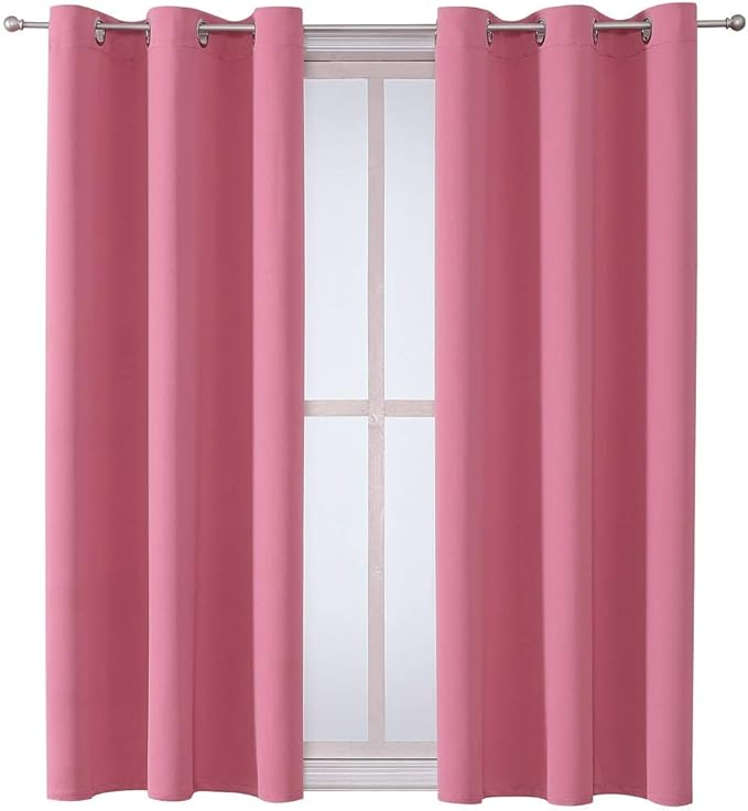 ChrisDowa Grommet Room Darkening Curtains for Bedroom and Living Room - 2 Panels Set Thermal Insulated Blackout Curtains (Pink, 38W x 54L)
