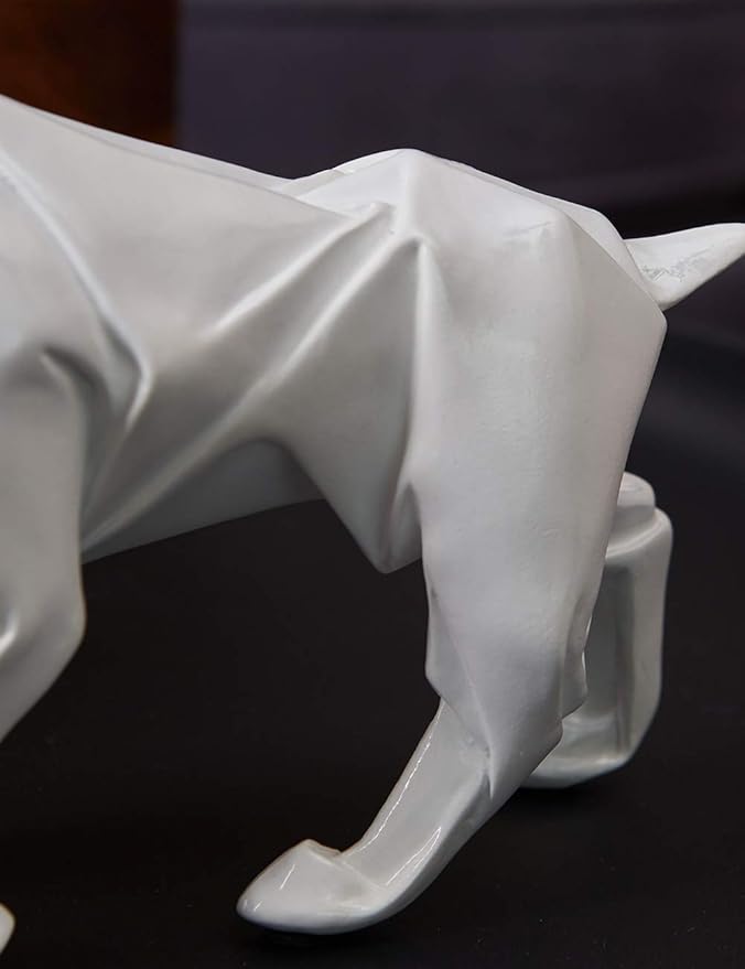 HAUCOZE Dinosaur Statue Arts Animal Figurine Modern Decor Leopard Sculpture Polyresin White 9.8inch