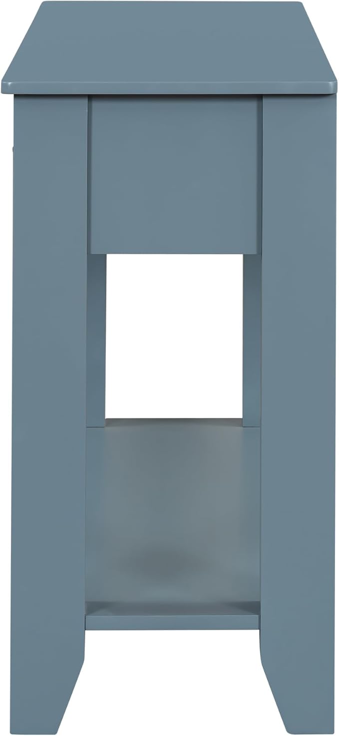 Farmhouse Modern Entryway Console Table 55.4'' Long Entry Sofa Table with Drawers & Storage Shelf for Living Room Hallway, Blue