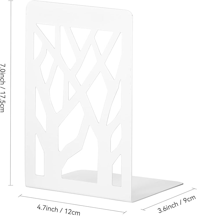 Book Ends, Bookends, Bookends for Shelves, Bookend, Book Ends for Heavy Books, White Metal Book Shelf Holder Home Decorative, Book Stoppers for Shelves, Bookend Supports 5 Pair