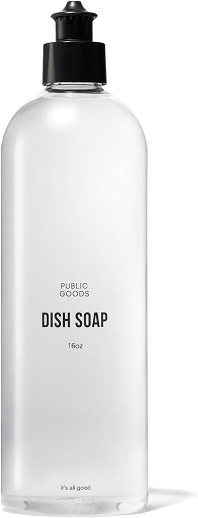 Public Goods Natural Dish Soap | Kitchen Soap | Plant-Based & Vegan Friendly | Clear Dish Detergent Liquid | Concentrated Formula | Made in USA | Mandarin Basil | 16 Fl Oz
