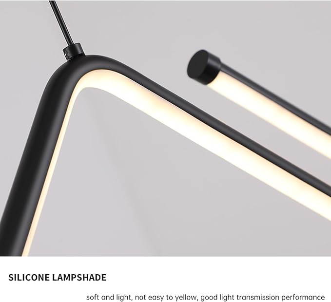 JAYMP Geometric Shaped Modern Chandelier LED Dimmable Pendant Lighting for Dining Room Kitchen Island Cafe Bar Hanging Lamp (Black, 49.2 Inch)