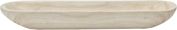 Creative Co-Op Decorative Paulownia Wood Tray, White