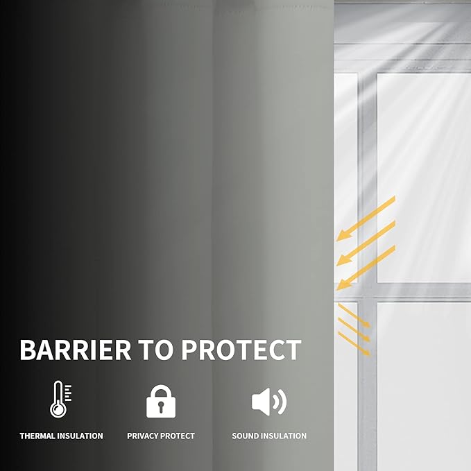 Easy-Going Blackout Curtains for Bedroom, Solid Thermal Insulated Grommet and Noise Reduction Window Drapes, Room Darkening Curtains for Living Room, 2 Panels(52x108 in, Greyish White)