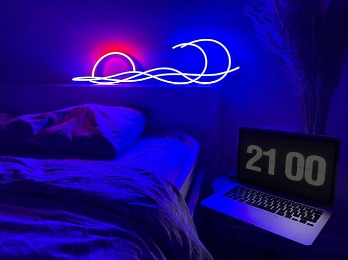 LED Decorative Lights USB Mountains Sunrise Sunset Led Neon Signs Home Decoration Wall Art Holiday Gift Brightness Adjustable 16.5''x9.5''