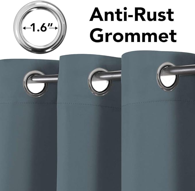 H.VERSAILTEX Blackout Curtains for Bedroom Thermal Insulated Room Darkening Living Room Curtains 63 Inch Long Grommet Privacy Protection Window Curtain Panels/Drapes for Nursery, 2 Panels,Stone Blue