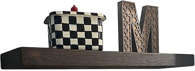 joelsantiques 30 Inch Floating Shelves for Wall - 30x6x2 in - Natural Wood, Easy Install - Heavy Duty Rustic Book Shelves - Bathroom, Kitchen, Living Room - Black