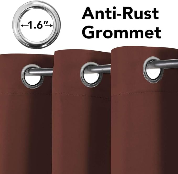 H.VERSAILTEX Blackout Curtains for Bedroom Thermal Insulated Room Darkening Living Room Curtains 84 Inch Long Grommet Privacy Protection Window Curtain Panels/Drapes for Nursery, 2 Panels, Rust