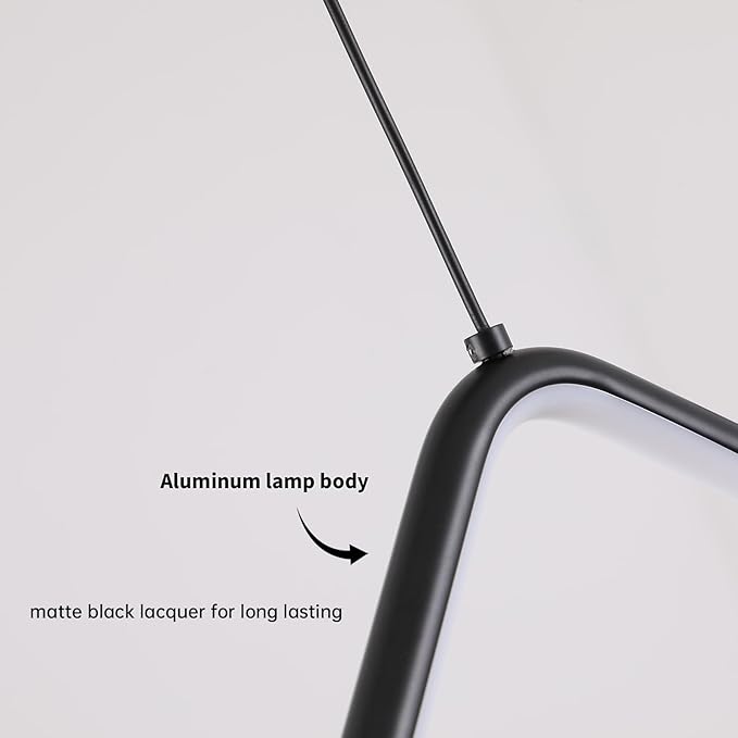 JAYMP Geometric Shaped Modern Chandelier LED Dimmable Pendant Lighting for Dining Room Kitchen Island Cafe Bar Hanging Lamp (Black, 49.2 Inch)