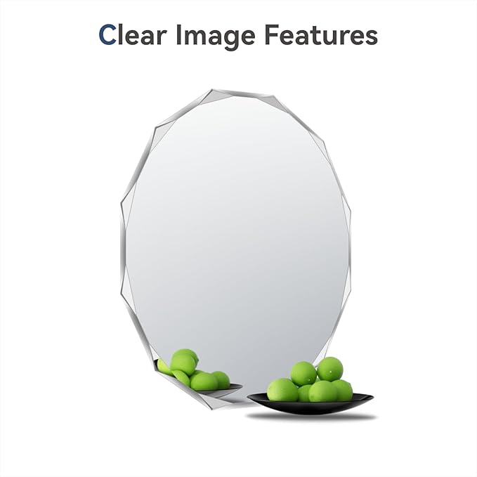 Single Beveled Edge Circle Mirror Frameless Wall Mount Bathroom Vanity Mirror, 20”