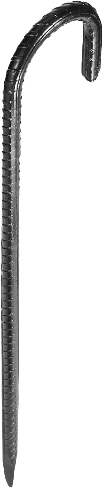 VEVOR Rebar Stakes, 16-Inch, Heavy-Duty 0.4 in Diameter J Hook, Galvanized Steel Ground Anchors with Chisel Point End & Rust-Resistant Coating, for Gardening Support, Fence, Camping Tents (24-Pack)