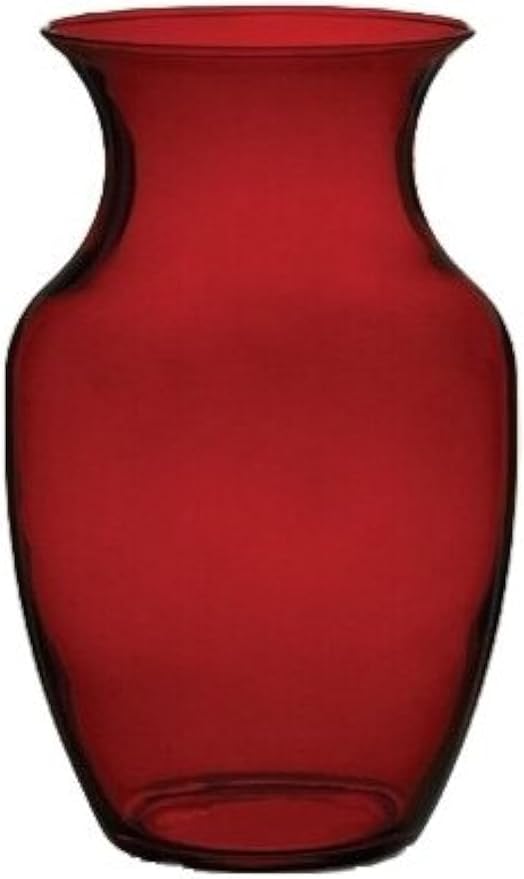 Floral Supply Online - 8" Rose Vase and Flower Guide Booklet - Decorative Glass Flower Vase for Floral Arrangements, Weddings, Home Decor or Office. (Red)