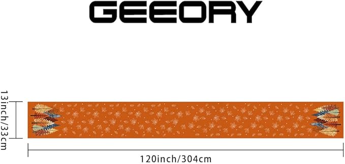 GEEORY Fall Watercolor Trees & Maple Leaves Table Runner 13x120 Inch, Rustic Farmhouse Autumn Thanksgiving Decor for Kitchen, Dining, Indoor/Outdoor Holiday Dinner Party Orange GT158-120