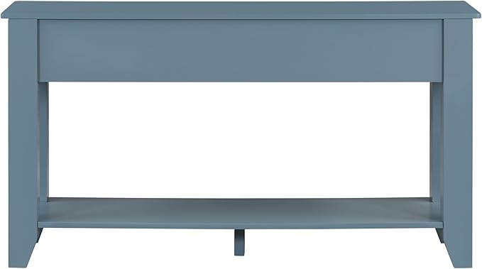 Farmhouse Modern Entryway Console Table 55.4'' Long Entry Sofa Table with Drawers & Storage Shelf for Living Room Hallway, Blue