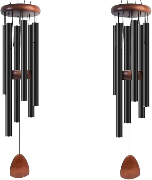 Large Aluminium Wind Chimes 37" Inches to Create a Zen Atmosphere Suitable for Outdoor, Garden, Patio Decoration Wind Chimes with Wind Catcher Suitable as A Gift for Unisex(2 Pack Black)