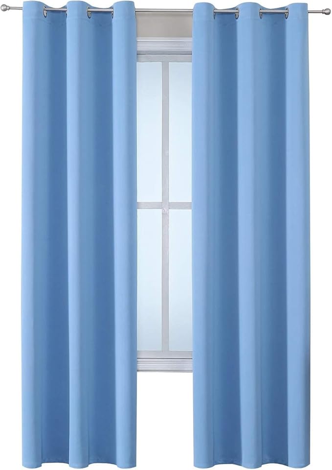 ChrisDowa Grommet Room Darkening Curtains for Bedroom and Living Room - 2 Panels Set Thermal Insulated Blackout Curtains (Sky Blue, 42W x 84L)
