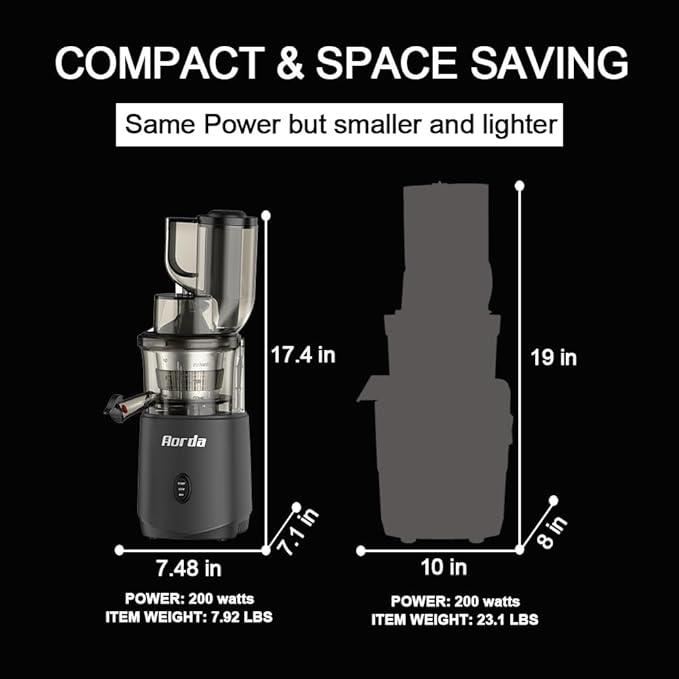 Slow Cold Press Juicer Machines: Masticating Cold Pressed Compact Juicer For Vegetable And Fruit Easy To Clean, Silver Grey