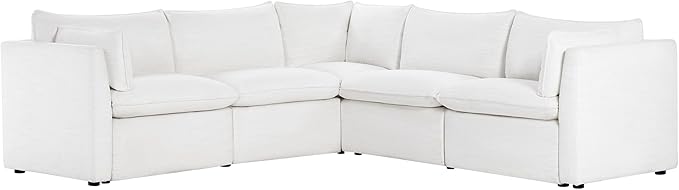 CHITA Sectional Modular Down Filled Coener Sofa, Comfty Feather V Shape Cloud Couch,FSC Certified V Shaped Couch for Living Room, 107 inch Width,4 Seat and 1 Middle Corner, Cream