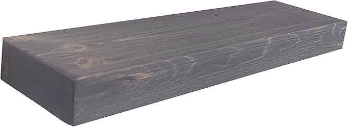 joelsantiques 24 Inch Wooden Floating Shelves for Wall - 24x6x2 in - Made of Natural Wood - Short Heavy Duty Rustic Wall Shelves for Bedroom - Perfect for Bathroom, Kitchen - Grey