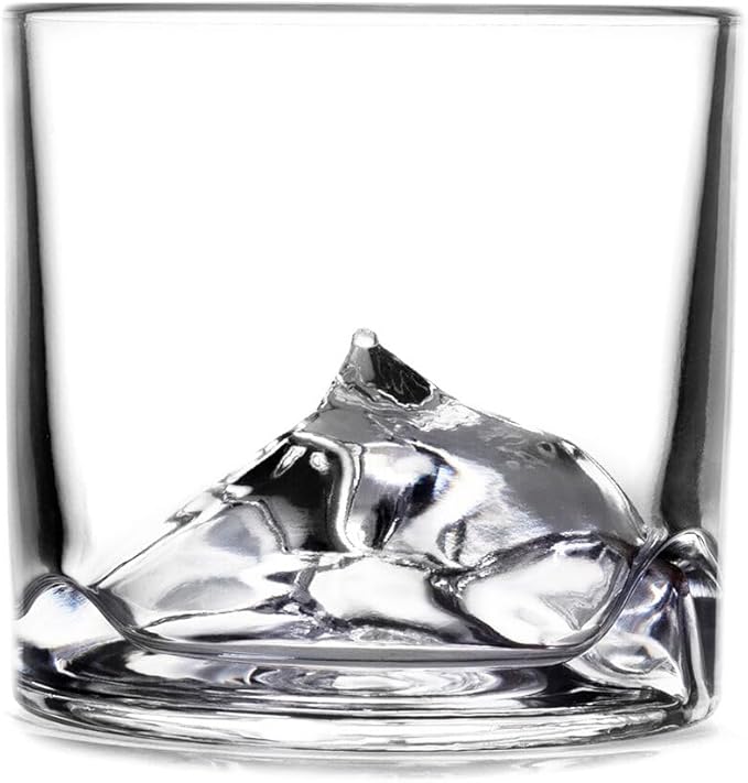 Mount Everest Heavy Crystal Whiskey Glasses Gift Set of 4, Thick Freezable Bourbon Glass 1lb Each, Premium Whiskey Gifts for Men, Frozen Crystal Chills Cocktails, 10 oz
