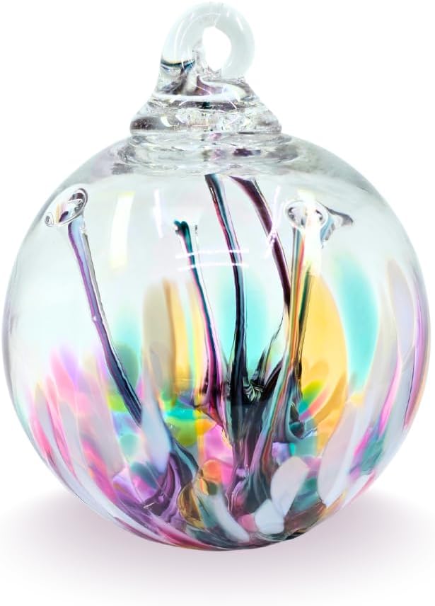 Luke Adams Handmade Glass Gazing Balls for Garden on Clearance – Hand Blown Glass Gazing Ball for Yard Décor – Decorative Garden Globe (Wildflower)
