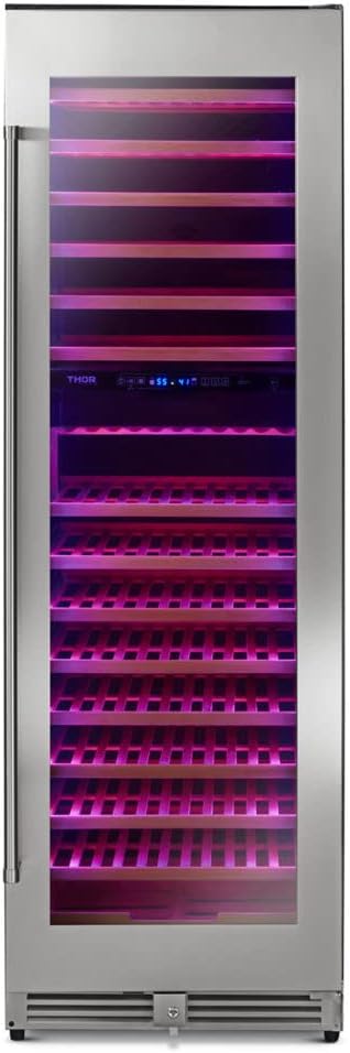 THOR Kitchen Freestanding 24-Inch Dual Zone Wine Cooler in Stainless Steel - Model TWC2403DI
