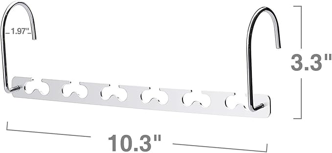 HOUSE DAY 10.5 Inch Closet Space Saving Wardrobe Clothing Magic Hangers Oragnizer Heavy Chrome Hangers, Updated Hook Design Pack of 8