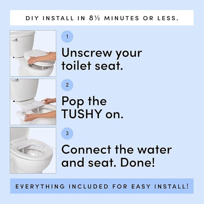 TUSHY Classic 3.0 Bidet Toilet Seat Attachment - A Non-Electric Self Cleaning Water Sprayer with Adjustable Water Pressure Nozzle, Angle Control & Easy Home Installation, (White/Bronze)