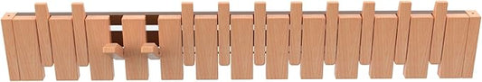 Wall Mounted Piano Key Hanger | Flip Style Hook | Entrance Wall Art Hook, Made of Oak Wood (3 Times Painted, 4 Times Polished) (Beech, 12Hooks)