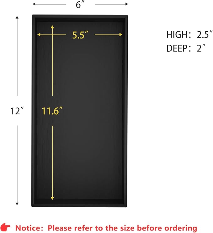 Black Bamboo Drawer Organizer - Silverware&Utensil Holder Organizer for Kitchen Drawers, Multi-Use Drawer Dividers Boxes for Bathroom Counter，Cabinet, Garage, Office Desk, Makeup, Jewelry (12*6*2.5)