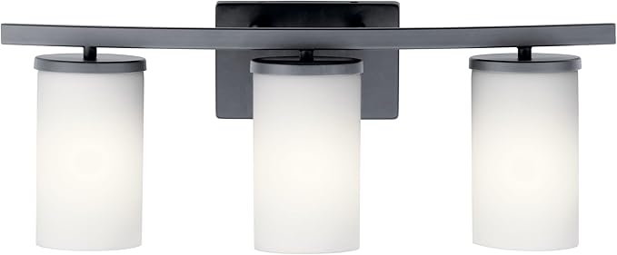 KICHLER 45497BK Crosby Vanity, 3-Light 300 Total Watts, Black