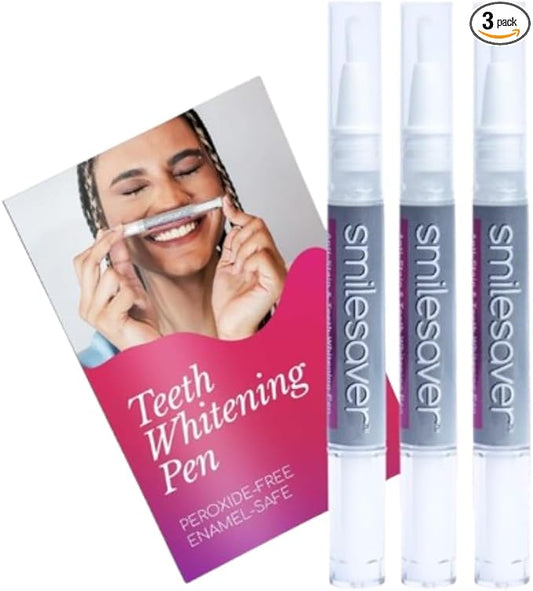 Smilesaver Peroxide-Free Teeth Whitening Pen – Gentle Formula for Sensitive Teeth – Portable Stain Remover Pen for a Radiant Smile – Easy-to-Use Oral Care Product for Brighter Enamel (3 Pack)