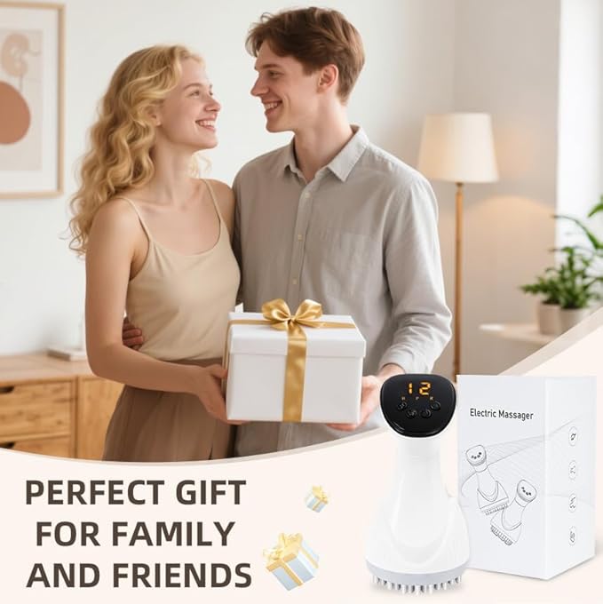 Lymphatic Drainage Massager Anti Cellulite Massage Tool Body Sculpting Machine with Soothingpulse, Light, Heat & Vibration, Help Care Stretch Marks & Smooth Cellulite for Legs, Arms & Belly