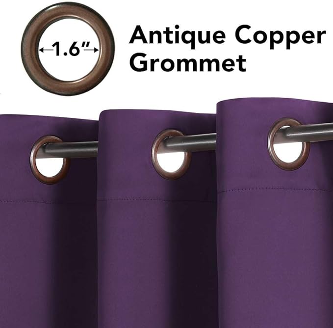 H.VERSAILTEX Blackout Curtains/Draperies/Drapes for Bedroom 108 Inches Long, Extra Long Thermal Insulated Window Treatment Light Blocking Grommet Privacy Curtains, Plum Purple, 2 Panels