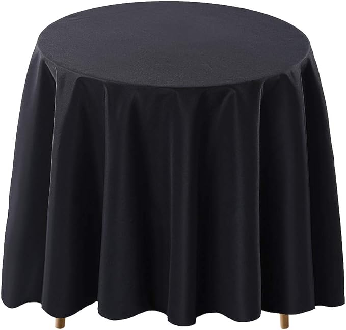 Surmente Black Tablecloth for Round Tables, 108-inch Round Table Cloths for Weddings, Banquets, or Restaurants