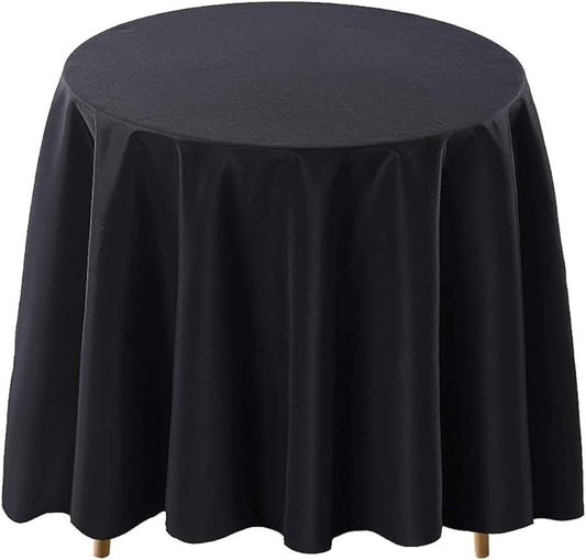 Surmente Black Tablecloth for Round Tables, 108-inch Round Table Cloths for Weddings, Banquets, or Restaurants