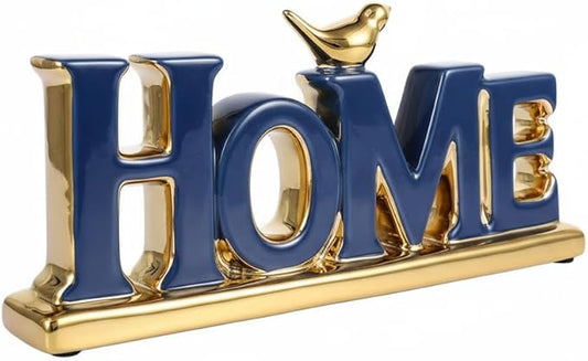 Love Sign Decoration,Blue and Gold Home Signs for Home Decor Statue,Modern Bird Sculpture Personalized Love Decor,Gold Style Figurine Decorative Ornaments for Living Room,Bedroom,Desktop