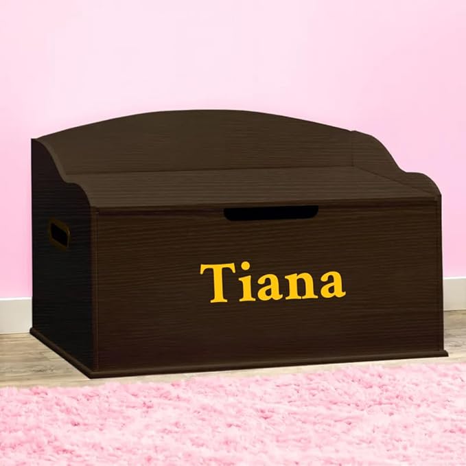 DIBSIES Personalized Creative Wonders Toy Box, Signature Series for Girls, 30 x 19.25 x 18 inches, Soft-Close Lid (Espresso)