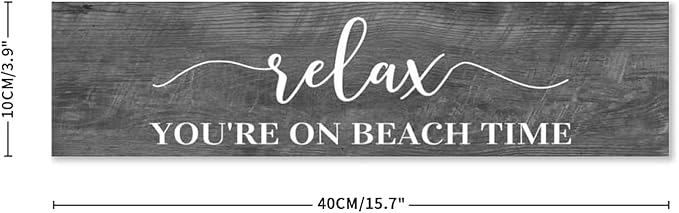 Generic Funny Wood Sign Relax You're On Beach Time Rustic Wooden Hanging Sign Home Farmhouse Kitchen Wall Decoration 16 x 4 Inch