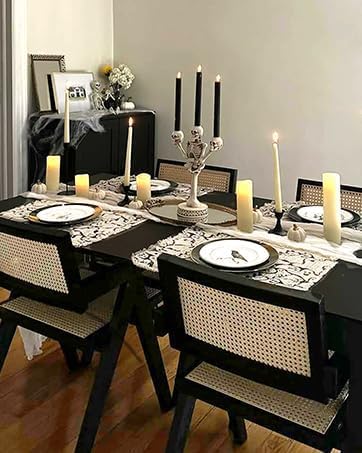 Rattan Dining Chairs Set of 2, Farmhouse Wicker Dining Chairs with Cane Seat Accent Armchair for Dining Room Kitchen Restaurant, Walnut