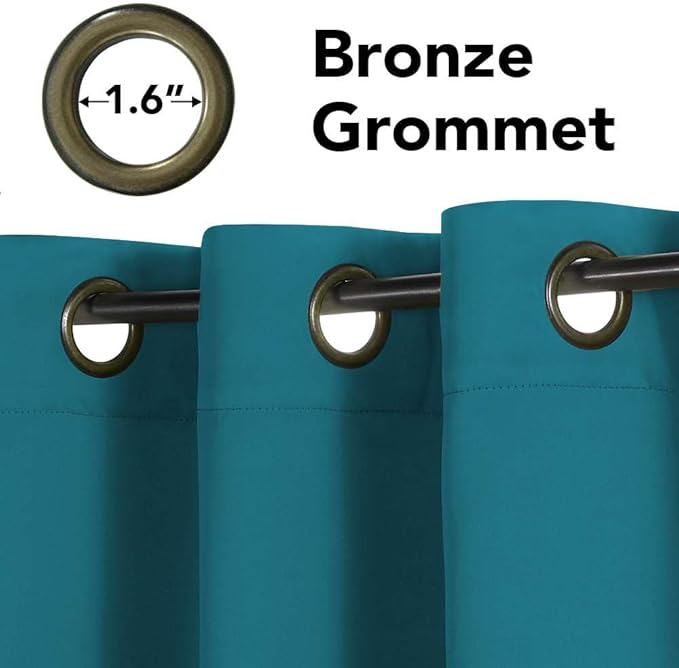 H.VERSAILTEX Solid Turquoise Blue Thermal Insulated Blackout Curtains Nickel Grommet Panels Room Darkening Window Drapes for Bedroom/Living Room 52 x 72 Inch (Set of 2)