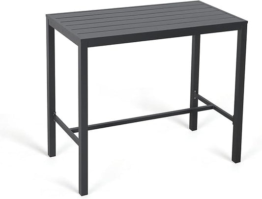 Soleil Jardin Bar Table High Top Table with All-Aluminum Frame Rectangular Pub Table for Indoor & Outdoor Use, Easy Assembly & Low Maintenance, Dark Grey