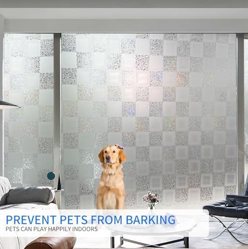 Window Film Privacy Day and Night with Installation Tools, Static Cling Glass Film Ideal for Home Shower Office Glass Door (White, 23.6 x 78.7 Inch)