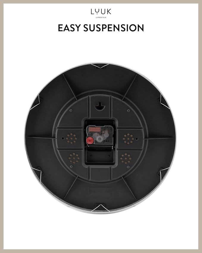 LUUK LIFESTYLE Timeless Wall Clock with Silent Movement and no Ticking, Elegant Design, for Children's Room, Living Room, Bathroom, 12”, White and Rosegold