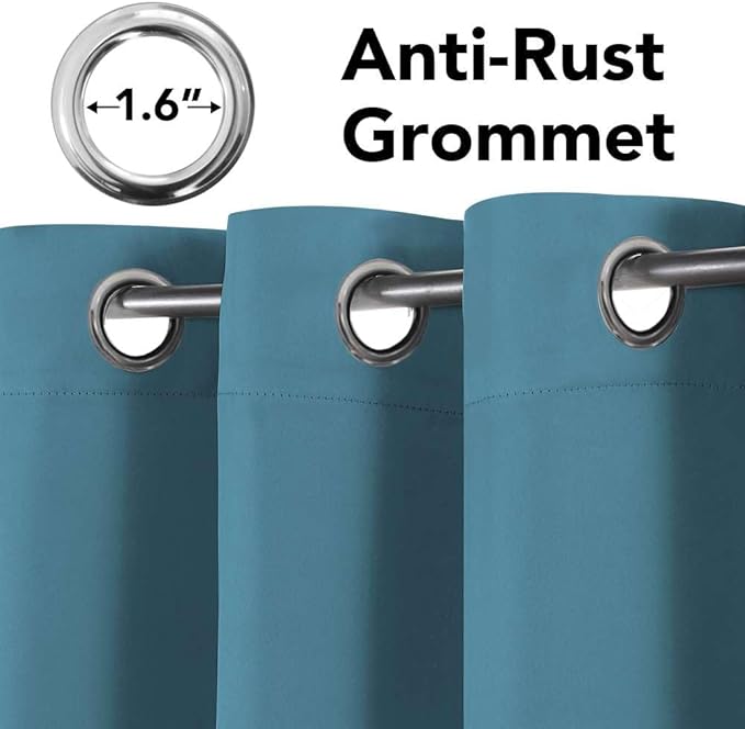 H.VERSAILTEX Blackout Curtains for Bedroom Thermal Insulated Room Darkening Living Room Curtains 63 Inch Long Grommet Privacy Protection Window Curtain Panels/Drapes for Nursery, 2 Panels, Storm Blue